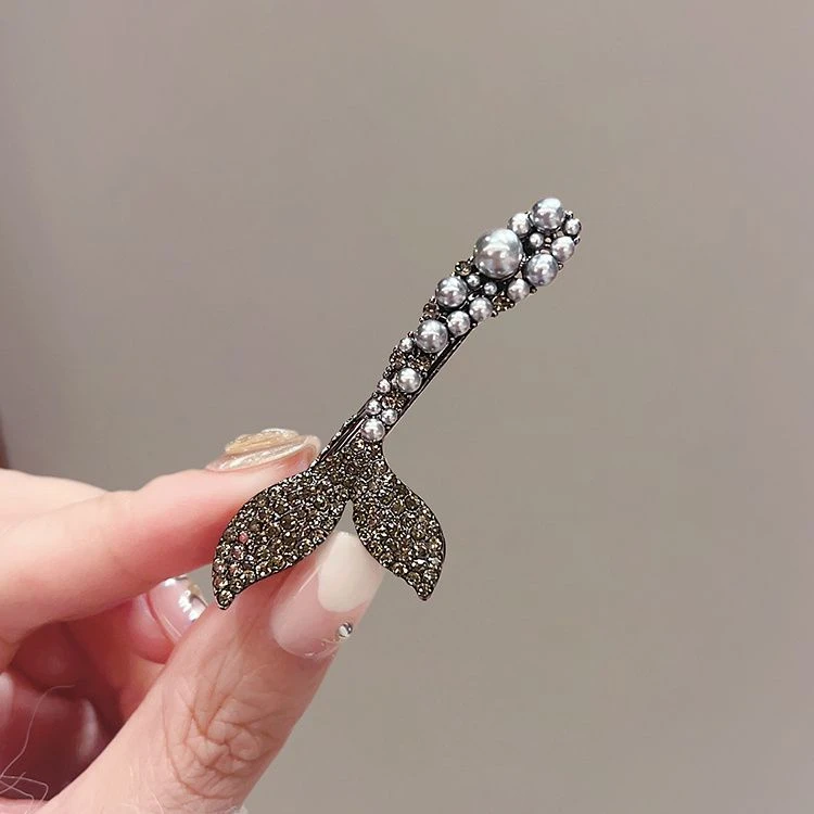 韩国小众设计师款美人鱼尾发夹边夹网红头饰鸭嘴夹顶夹刘海夹发卡