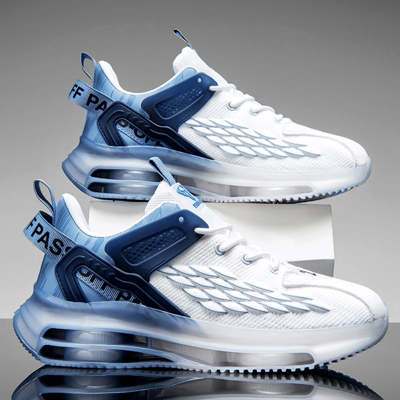 网红同款网面运动男鞋夏季透气气垫跑步鞋男新款增高椰子网鞋男款