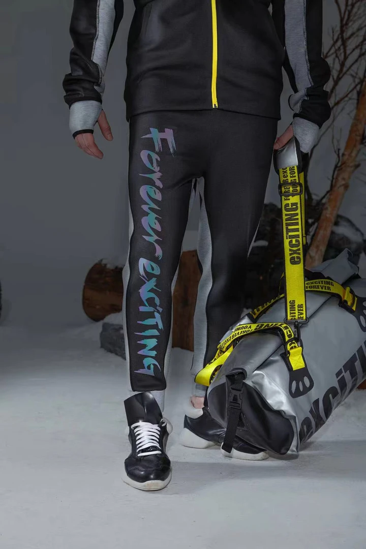 女款拼色健身卫裤夜视反光长裤休闲运动裤E8822-3101-2