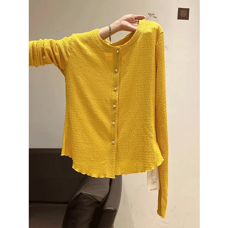 小香风法式气质木耳边开衫小外套女初秋修身显瘦外搭长袖显白上衣