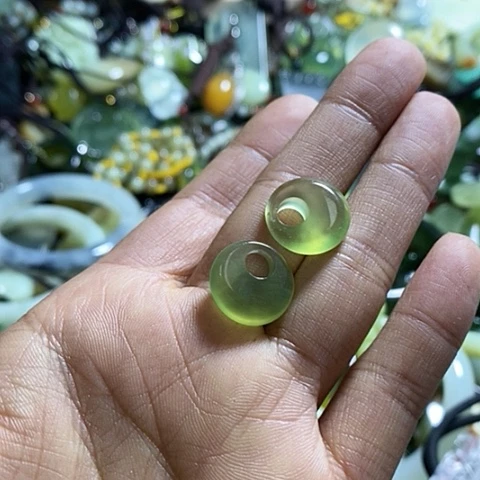 岫玉耳环银S925镶嵌一对