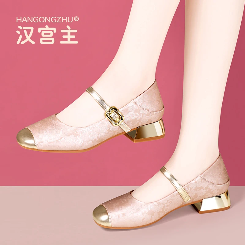 国风舞蹈鞋2025新中式玛丽珍女鞋绸面绣花单鞋低跟软底舒适妈妈鞋