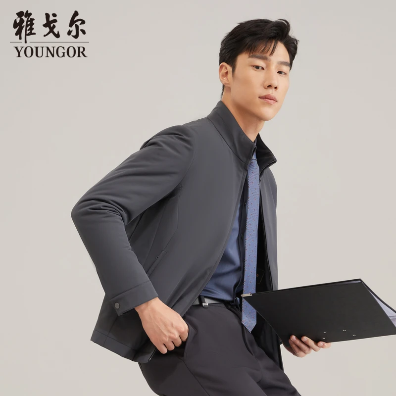 【新款】雅戈尔秋冬秋季男士时尚商务休闲保暖立领棉衣外套男429977
