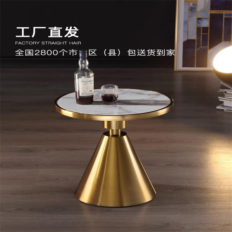 意式轻奢岩板边几简约现代客厅沙发角几边柜床头柜小圆桌家用茶几