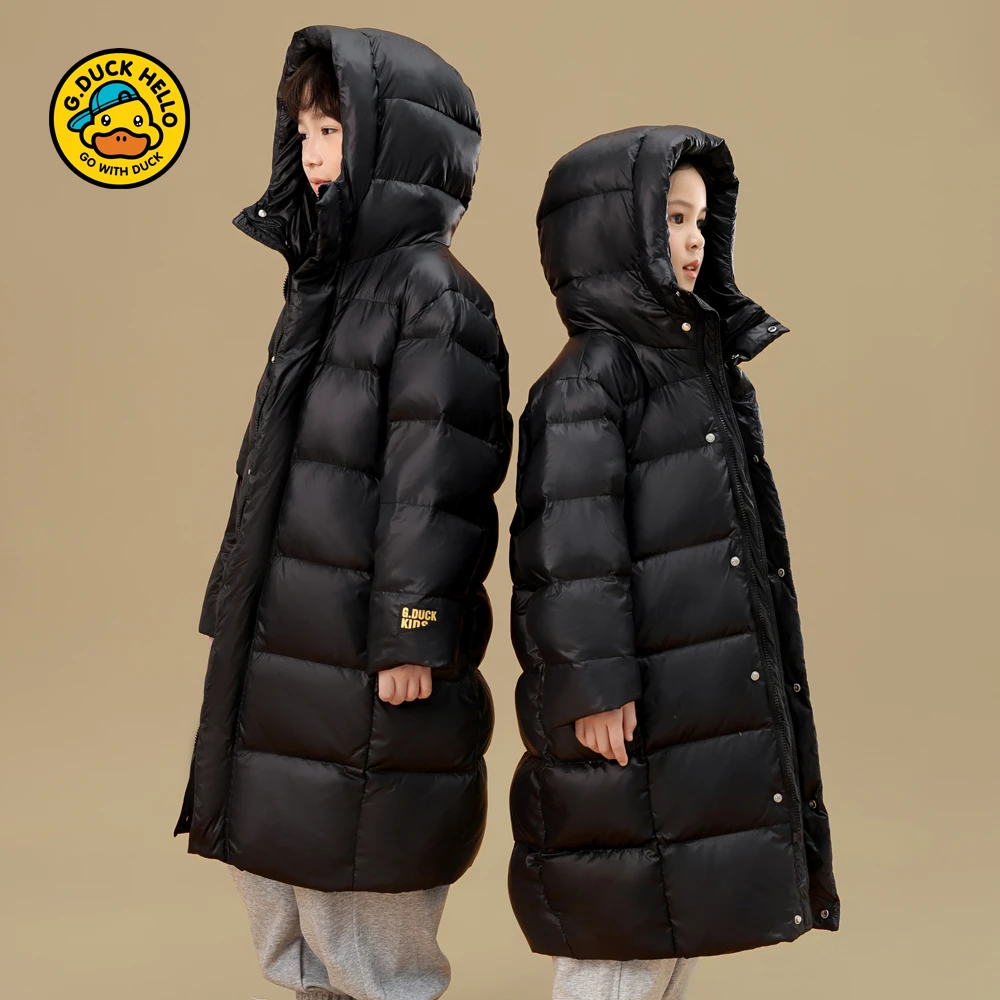小黄鸭儿童长款羽绒服男女童东北冬天加厚过膝厚外套中小学生衣服