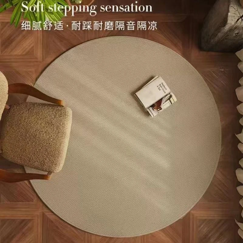 新日式简约圆形仿剑麻地毯背景客厅床边玄关沙发家居卧室加厚地垫