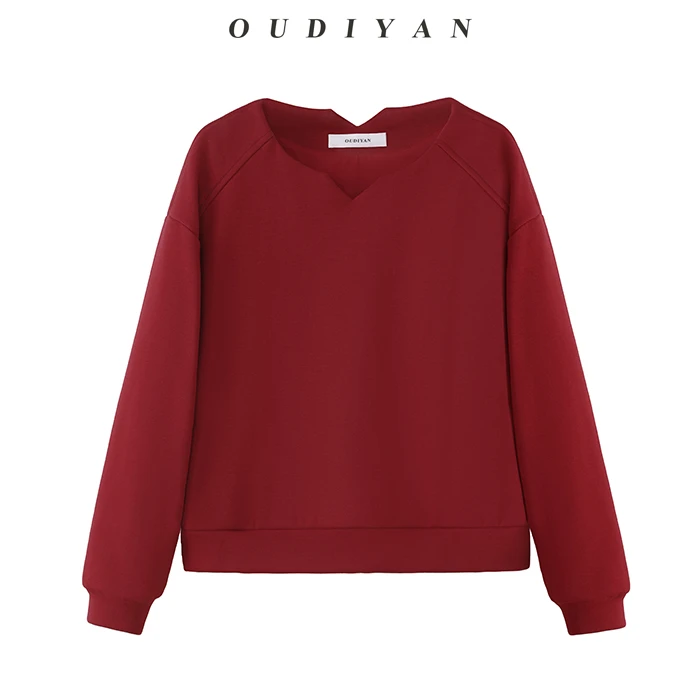 OUDIYAN | 小个子高端女装 秋冬季加绒厚款运动休闲宽松卫衣