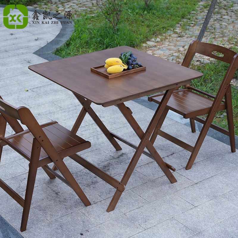折叠餐桌四方桌正方形折叠桌楠竹吃饭桌家用阳台折叠桌户外休闲桌