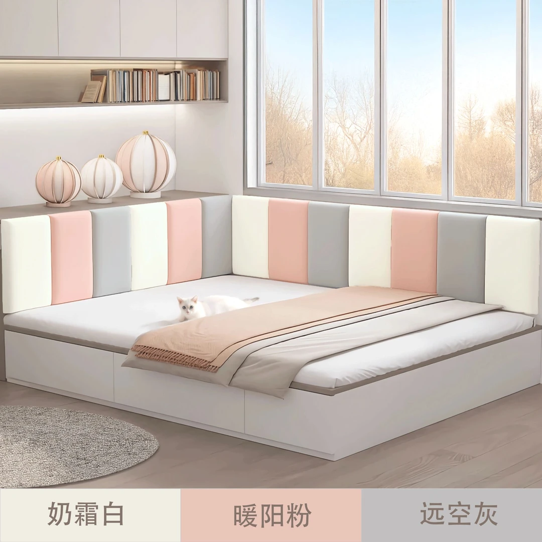 加厚儿童防撞床头靠背软包榻榻米墙围炕围背景墙定制皮革墙贴海绵