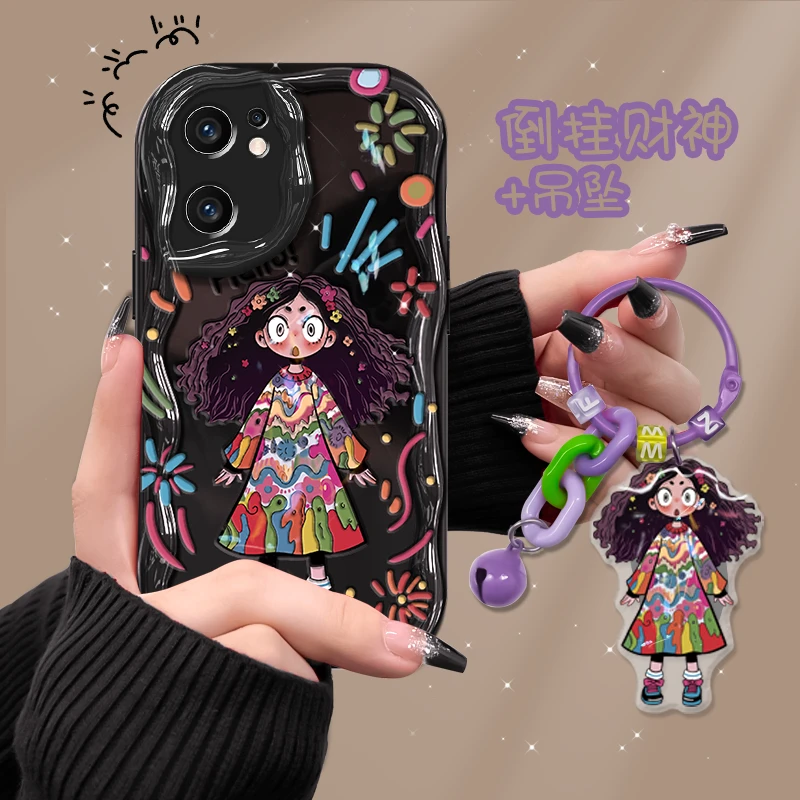适用opporeno7/pro手机壳涂鸦女孩奶油纹硅胶软壳全包防摔保护套