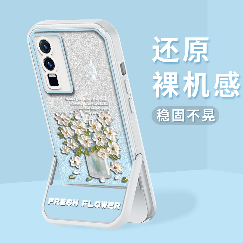 适用vivoy76s手机壳油画插花凳子支架硅胶软壳镜头全包防摔保护套