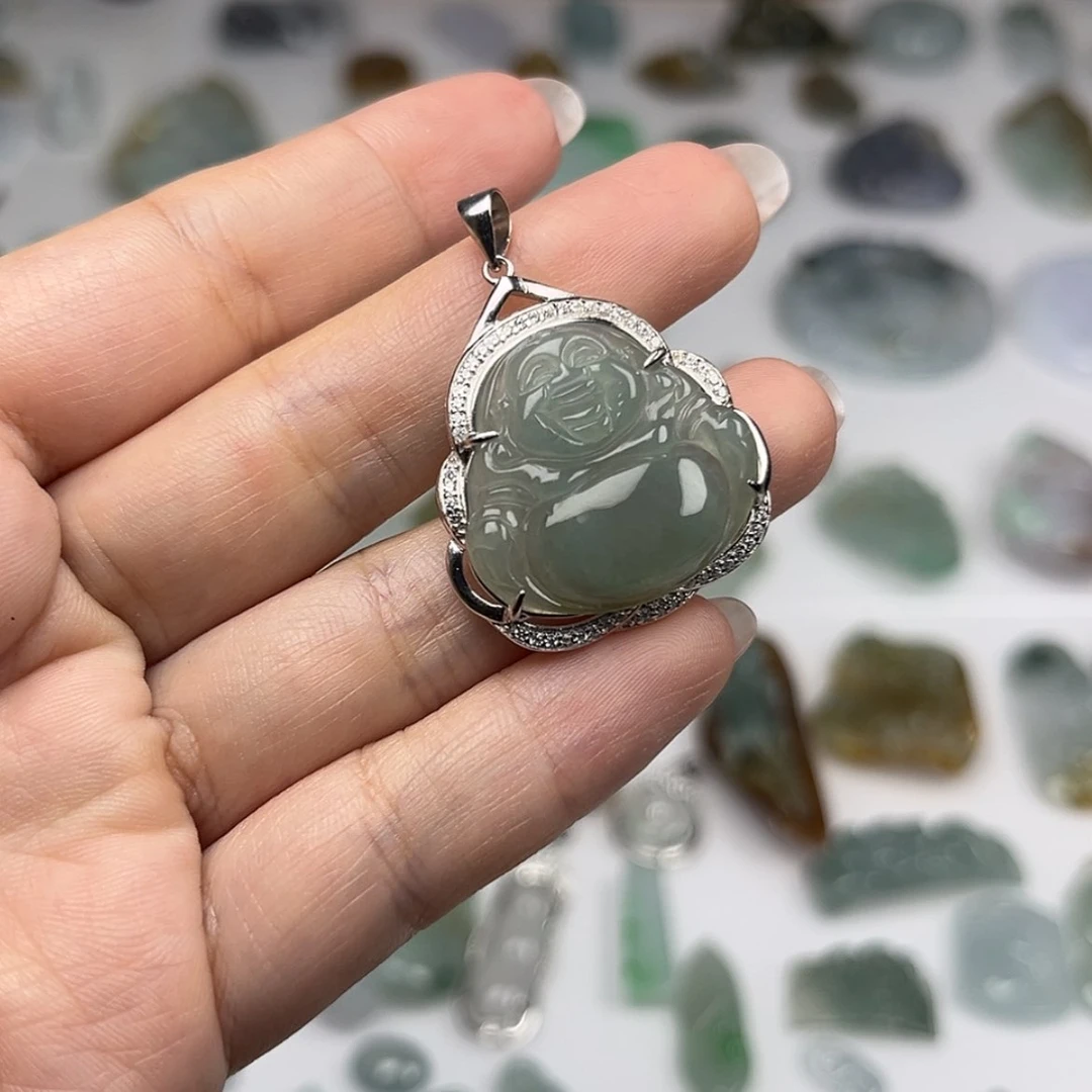 【闪购商品】翡翠颈饰银S925镶嵌沧***笑托