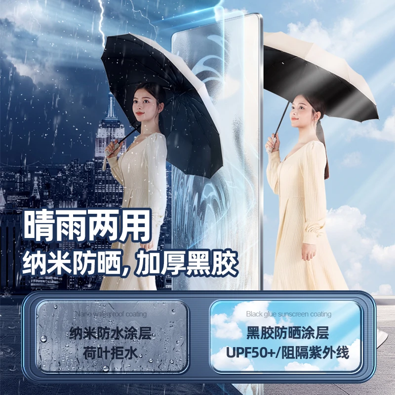 雨宝12骨莫兰迪色系超强抗风防晒遮阳伞折叠加大全自动双人遮阳伞
