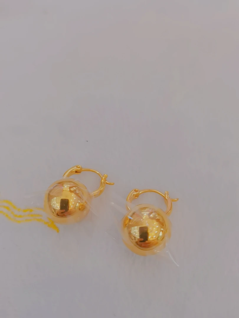 足金999光珠球球耳扣