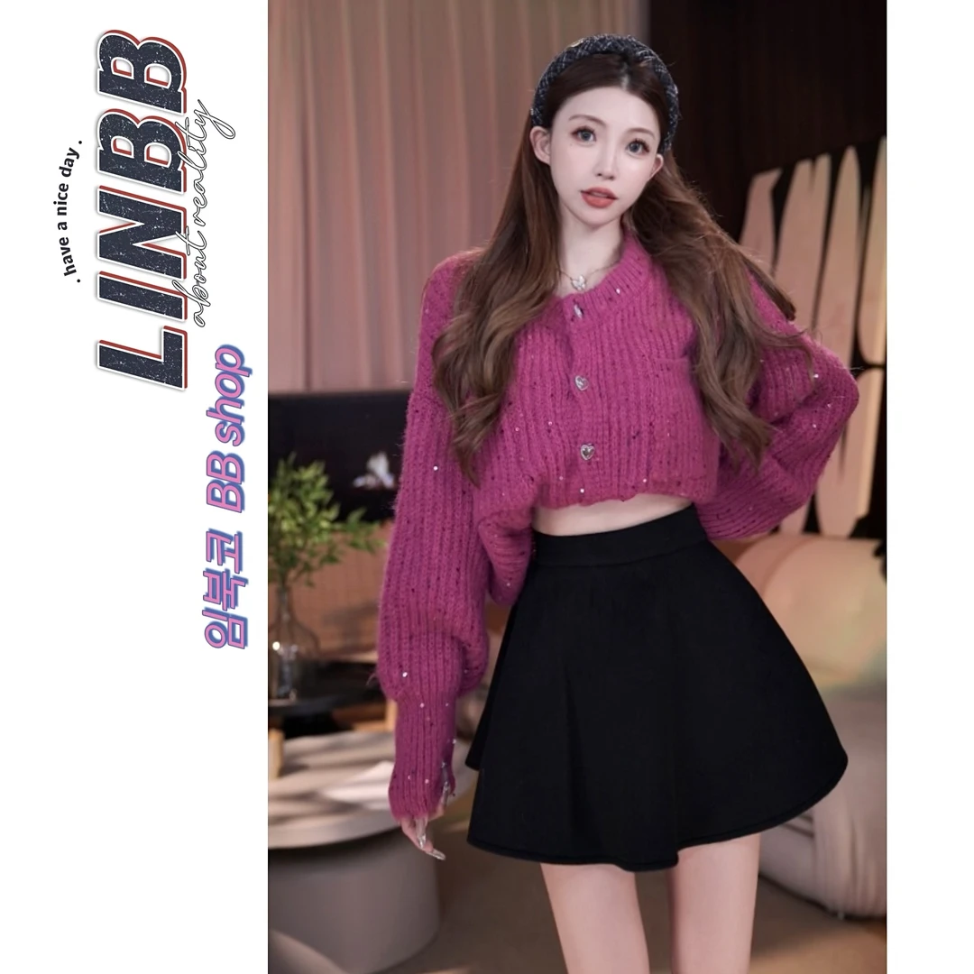 林北鼻-【梨形扇裙】加厚羊毛呢高腰显瘦A版超遮肉必备冬日短裙