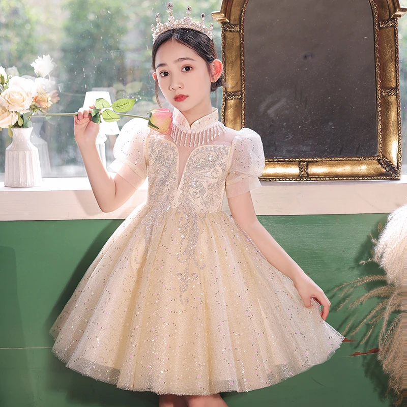 女童轻奢小众高端礼服公主裙花童婚礼主持人夏季舞台表演蓬蓬纱裙