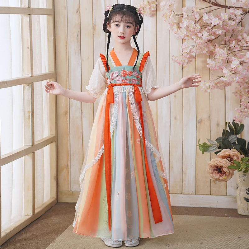 汉服女童夏款儿童2024新款古风超仙古装夏季唐装小女孩连衣裙夏装