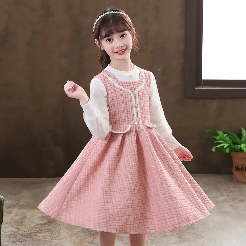 儿童秋装连衣裙2024新款小女孩时髦秋季公主裙女童洋气套装裙子