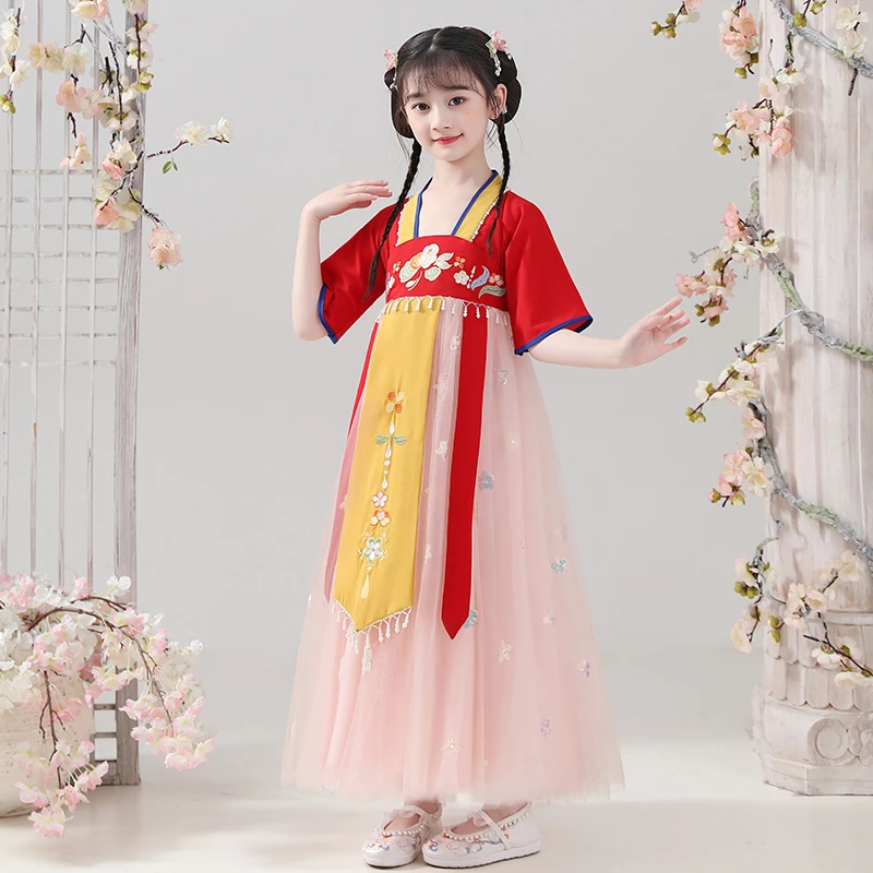 汉服女童夏款2025新款古风连衣裙小女孩夏季儿童超仙古装公主裙子