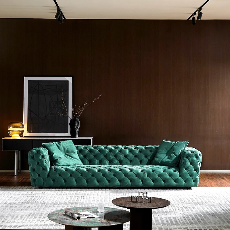 意大利极简全磨砂皮拉扣沙发大户型别墅大平层简欧北欧欧式