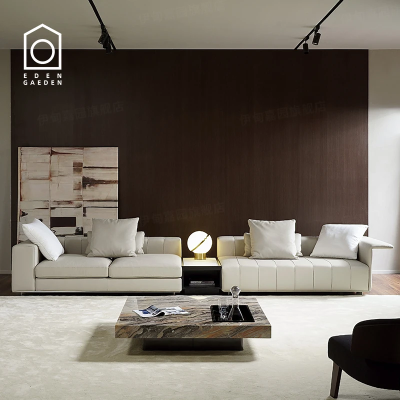 意大利极简钢琴键沙发自由人freemen真皮头层牛皮意式横排大户型