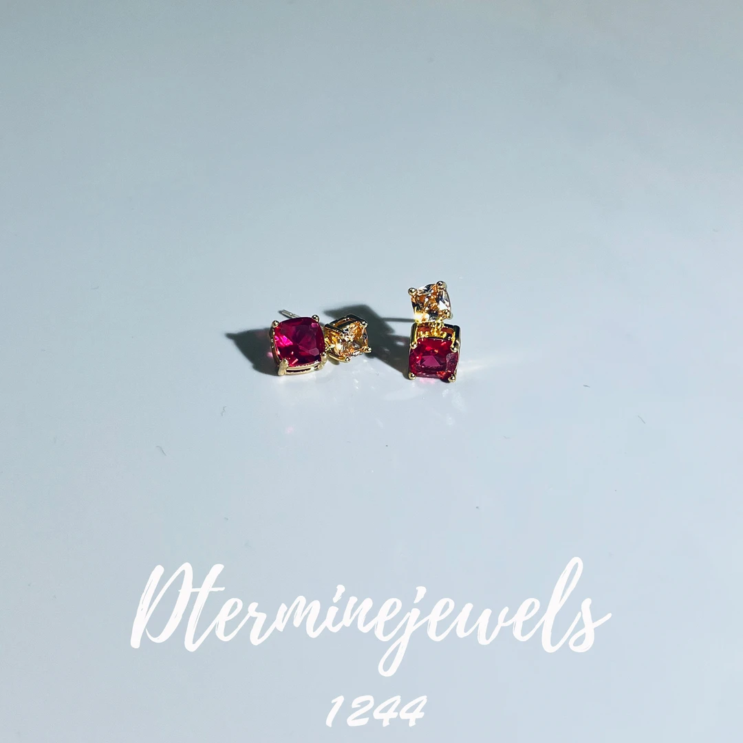 铜合金合成锆石耳饰 百搭精致简约设计师款耳饰-1244