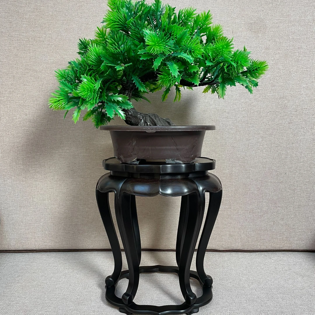 紫光檀  榫卯结构精工打磨  椭圆形海棠几 花架   花几