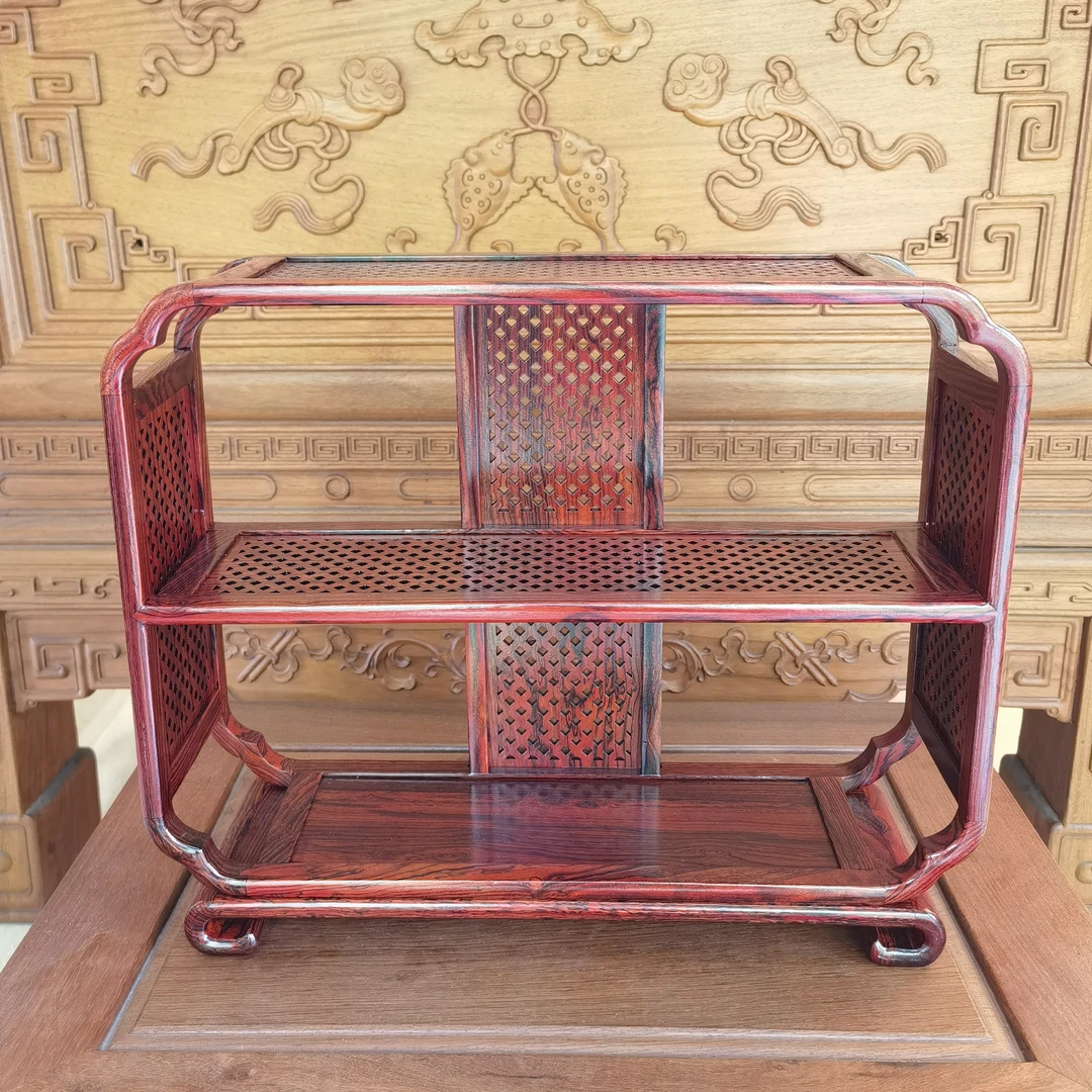 黄金檀材质   独板精工茶边架    尺寸40×12.5×33摆件木雕