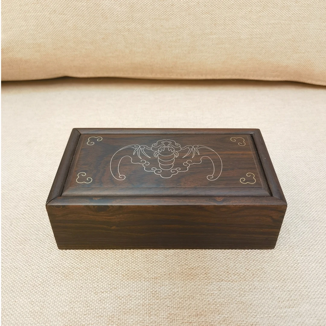 紫光檀全榫卯  精工收纳盒 文玩盒  尺寸14.8×9.8×6木雕雕刻