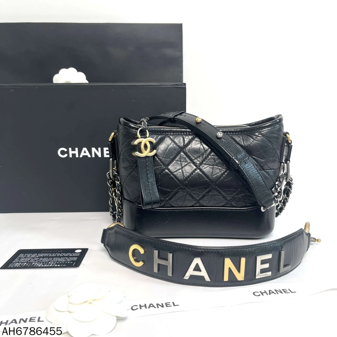 95新 Chanel/香奈儿 黑金手柄流浪小号/AH6786455