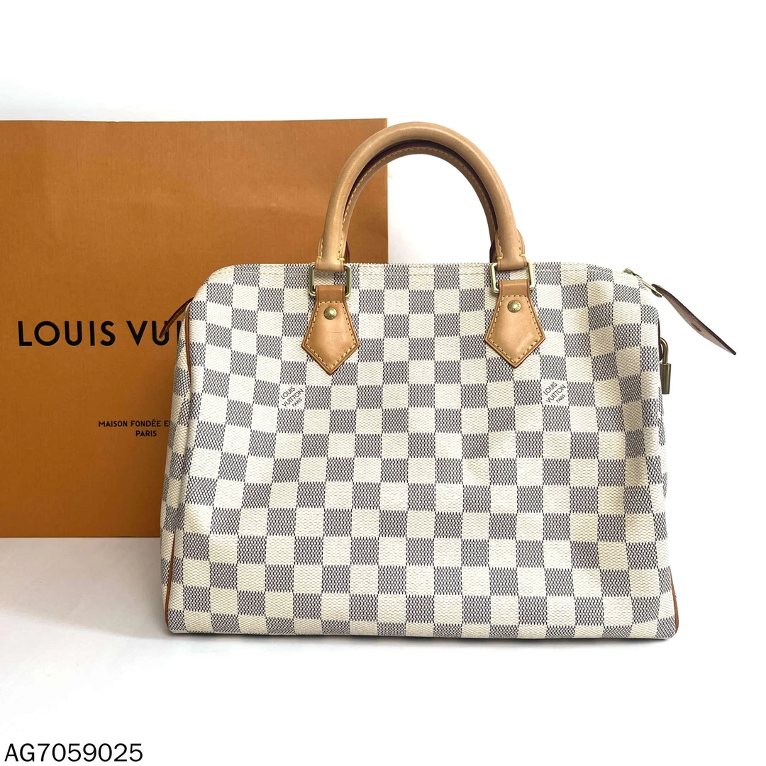 95新 LouisVuitton/路易威登 白棋盘格speedy30手提包AG7059025
