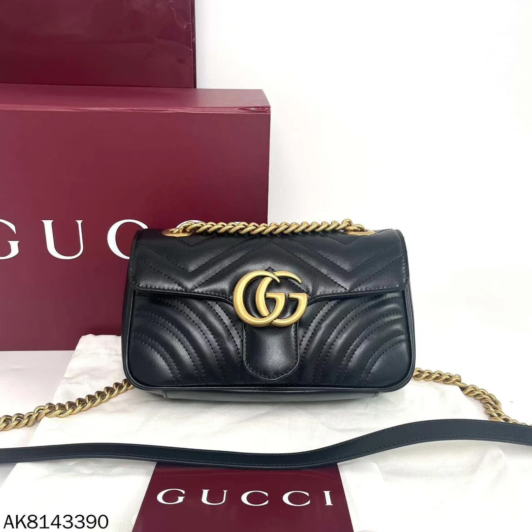 99新 GUCCI/古驰 黑色马蒙22 新款单肩包 /AK8143390
