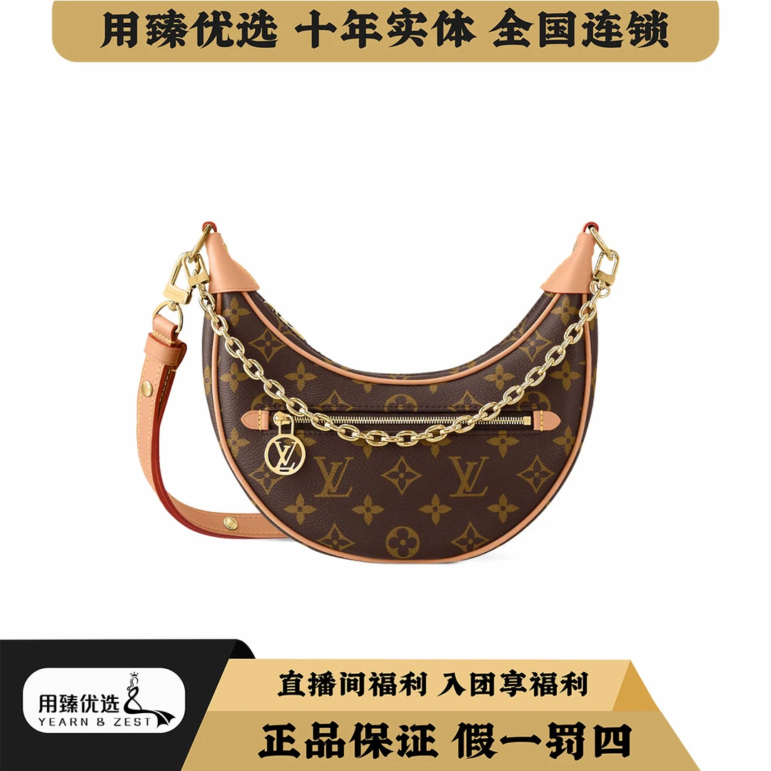 99新 LouisVuitton/路易威登 老花loop月亮包棕色/BC2171605/特卖