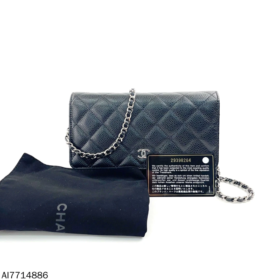 95新 Chanel/香奈儿 黑银发财包WOC/AI7714886/定金