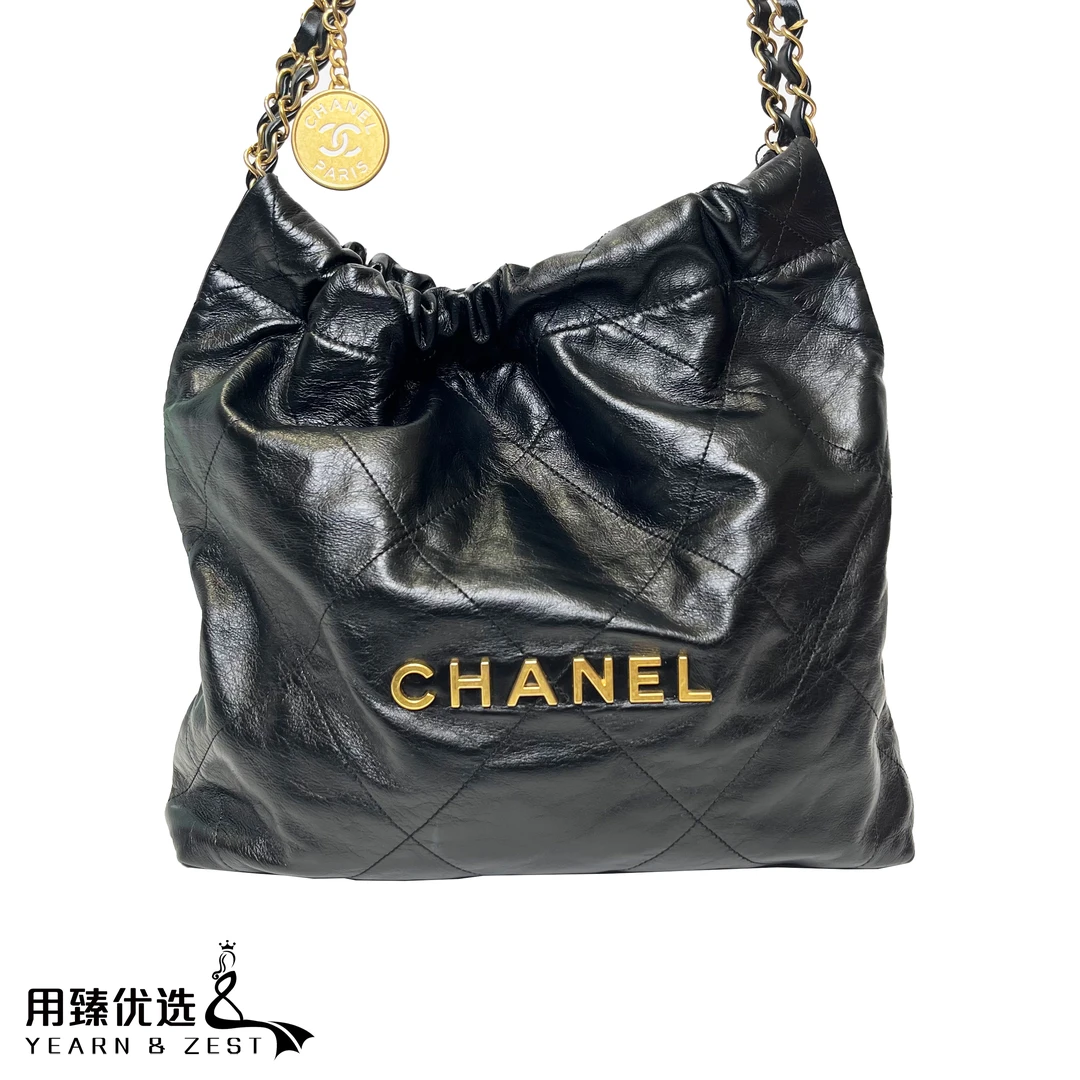 95新 Chanel/香奈儿 经典时尚黑色22bag垃圾袋小号/AJ3810193
