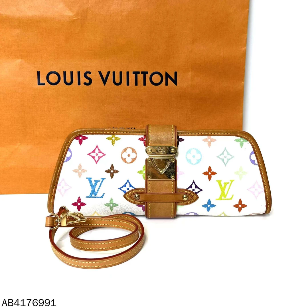 95新 LouisVuitton/路易威登 LV 白三彩晚宴手拿单肩包/AB4176991