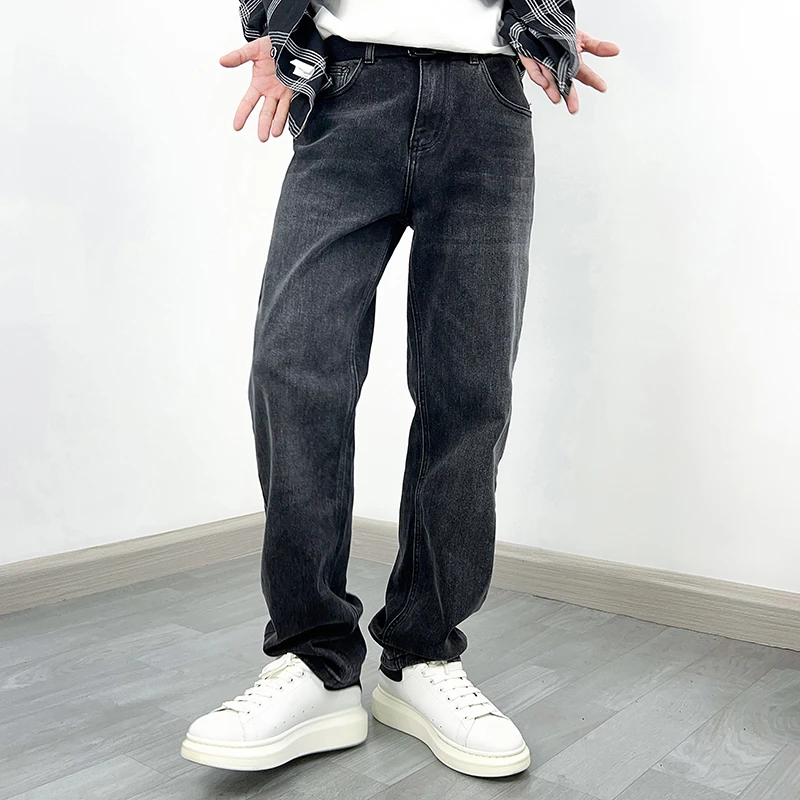 美式黑色牛仔裤男款春秋爆款潮牌宽松直筒水洗复古百搭休闲长裤子