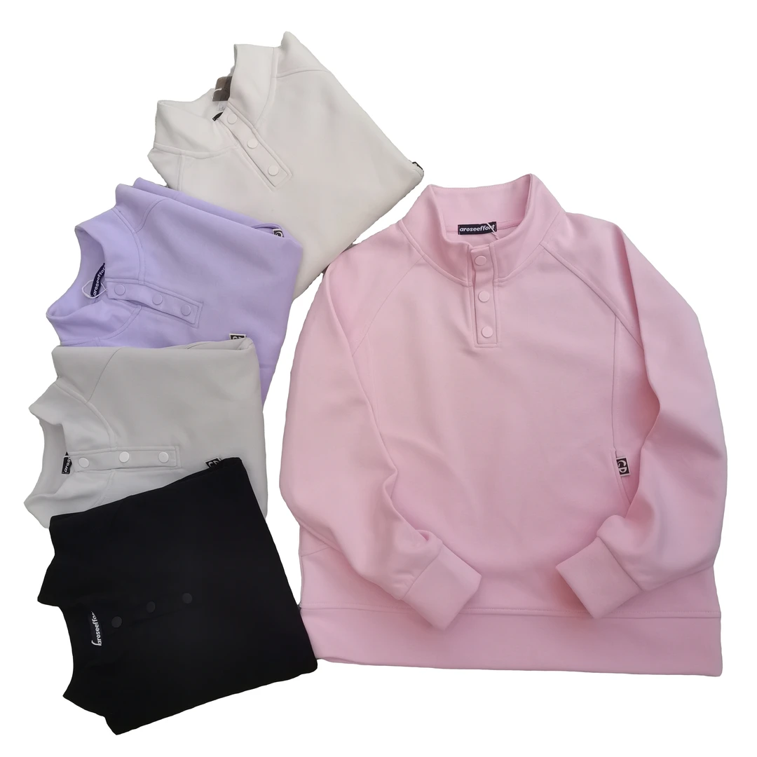 早春新款女卫衣立领休闲卫衣女纽扣半高领春季时尚运动户外长袖