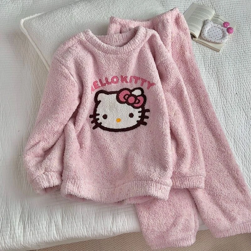 新款睡衣女秋冬季爆款半边绒加绒加厚保暖卡通套头家居服可外穿