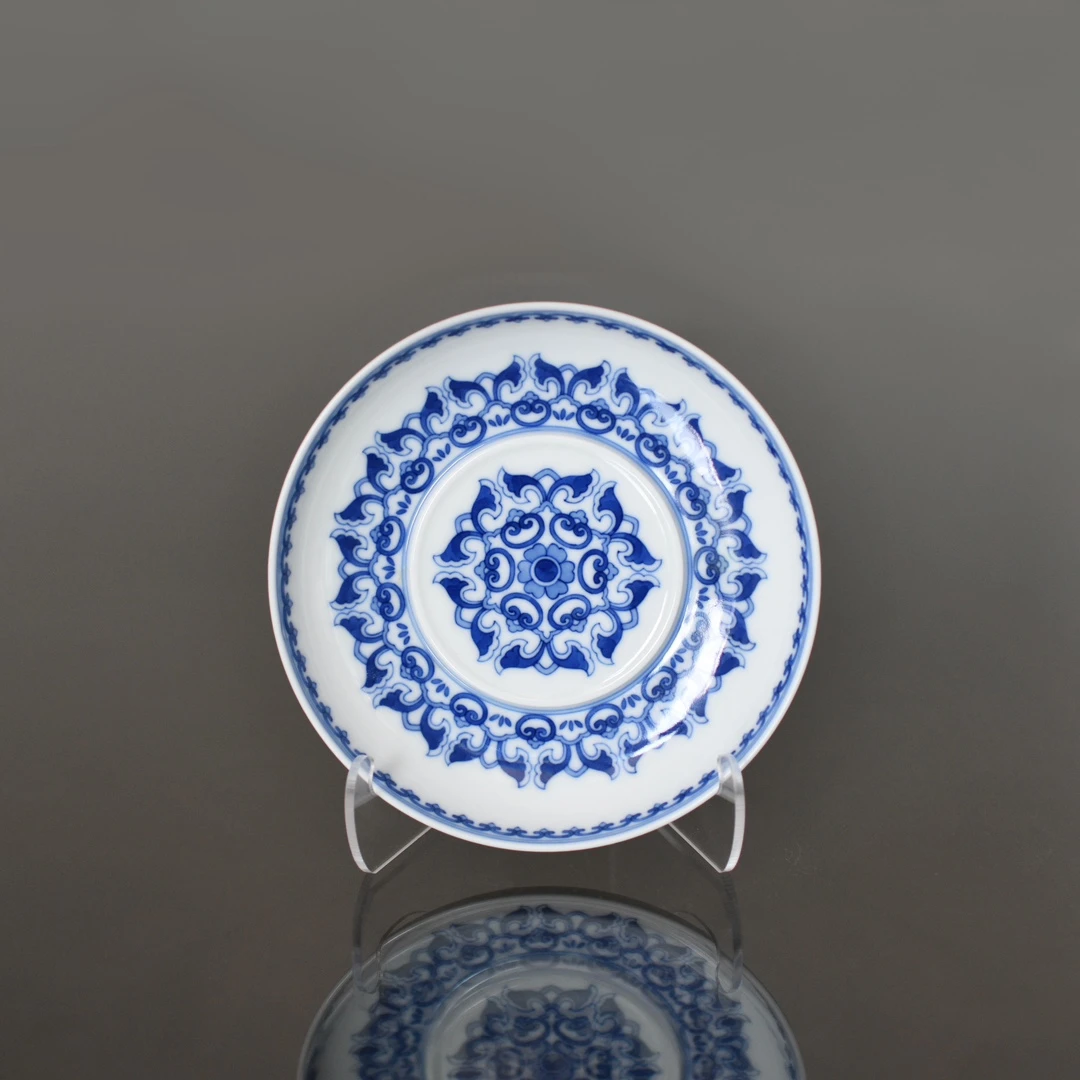 妙色青花团宝相壶承功夫茶具景德镇瓷器山屋沏精选直径：14cm