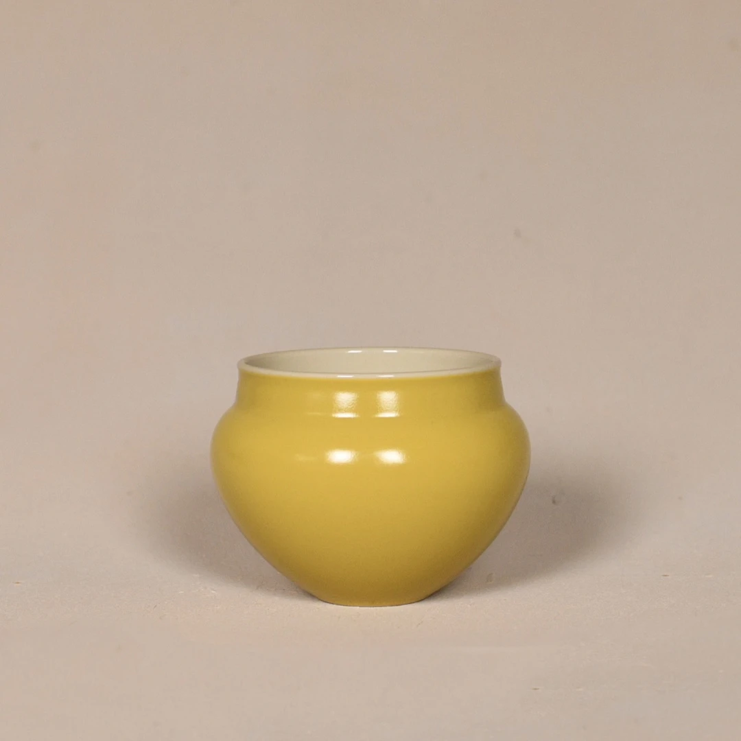 云泊秋香黄玉嶂水盂建水容量景德镇纯手工陶瓷水洗550cc