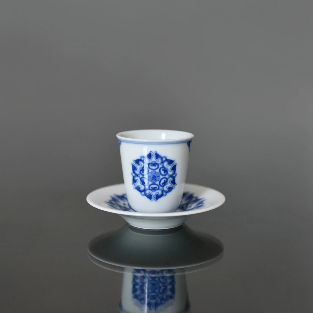 妙色青花团宝相闻香杯碟功夫茶具景德镇瓷器山屋沏精选