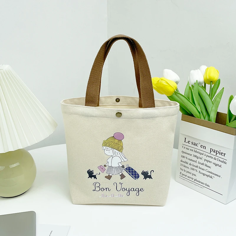 新款女孩帆布包女时尚百搭学生便携小号上班手拎便当包手提包帆布