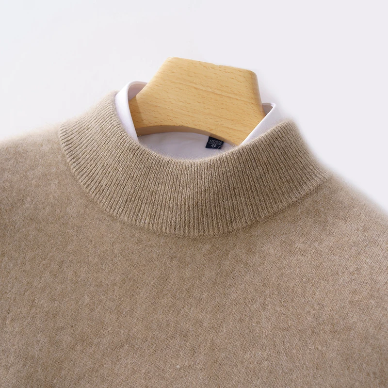 （崔万志优选）100%羊毛衫男士半高领毛衣宽松套头打底衫商务休闲