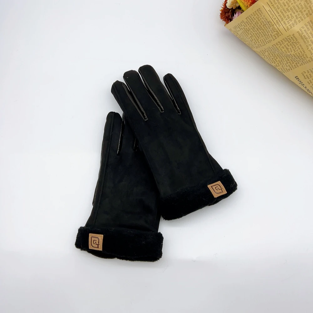 02308 女士保暖手套-黑色 内里加绒