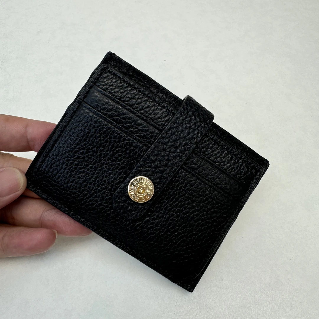 55544 黑色头层牛皮8卡位多功能包，尺寸：11x8.5cm