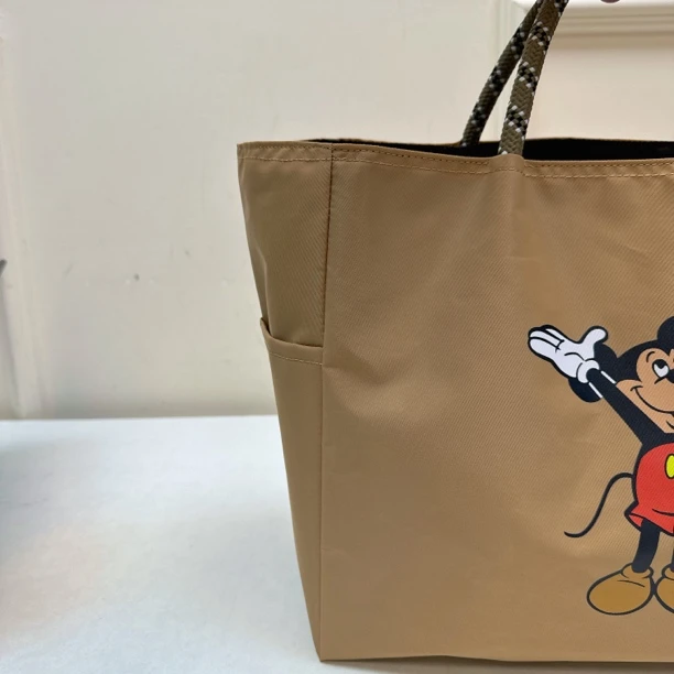 55944 日单，黄色卡通鼠图案织物手提托特包，尺寸：32x27x15cm