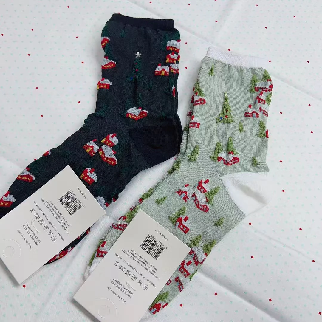 36458  圣诞主题系列女士棉袜两双装，36-40码