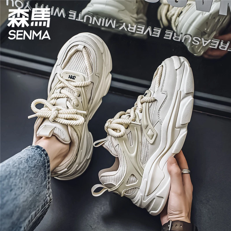森马男鞋冬季百搭时尚透气运动老爹鞋厚底增高小白鞋软底休闲潮鞋