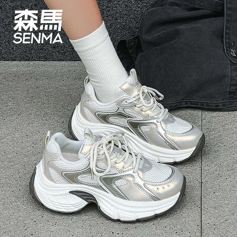 森马女鞋秋季新款透气网面运动鞋增高防滑厚底老爹鞋轻便休闲鞋子